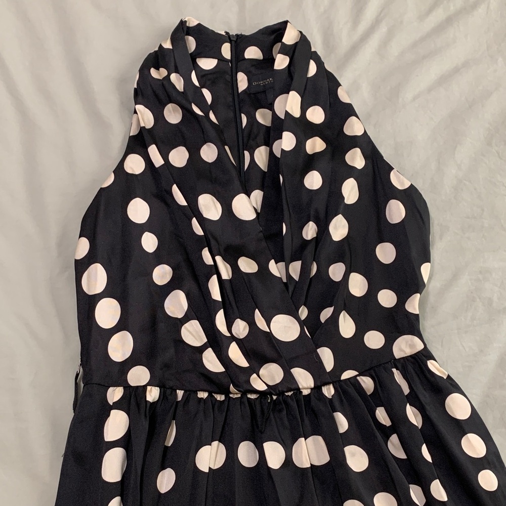 Donna Karan Black and Cream Polka Dot Maxi Dress